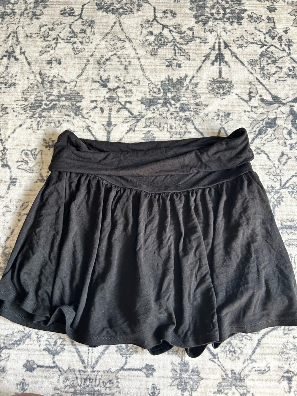 Black Fold-Over Waist Skirt